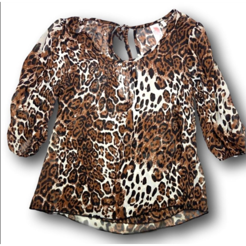 Women's Unbranded Leopard Print Blouse S Brown White